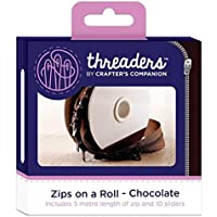 Threaders Zips On Rollo Cremalleras Continuas 5M con 10 Deslizadores para Proyectos de Costura Chocolate Cafe- poliéster…